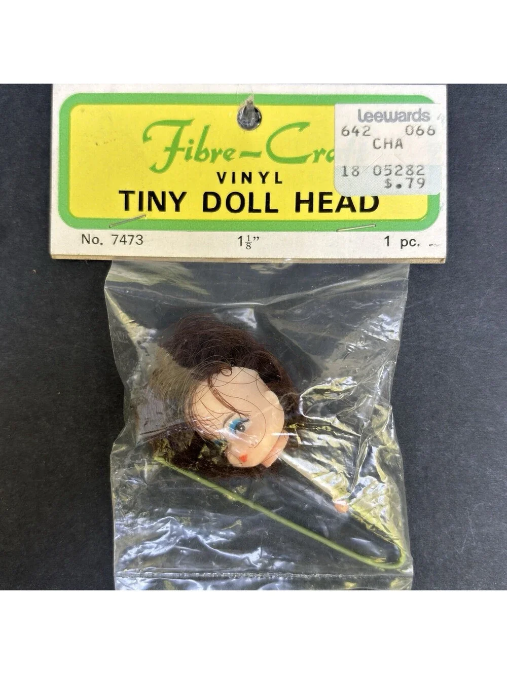 Fibre Craft New Vintage 7473 Doll Head Parts 1” Brown Bob Hair Girl